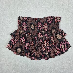 Free People FP One Large Pepita Printed Ruffled Boho Skort